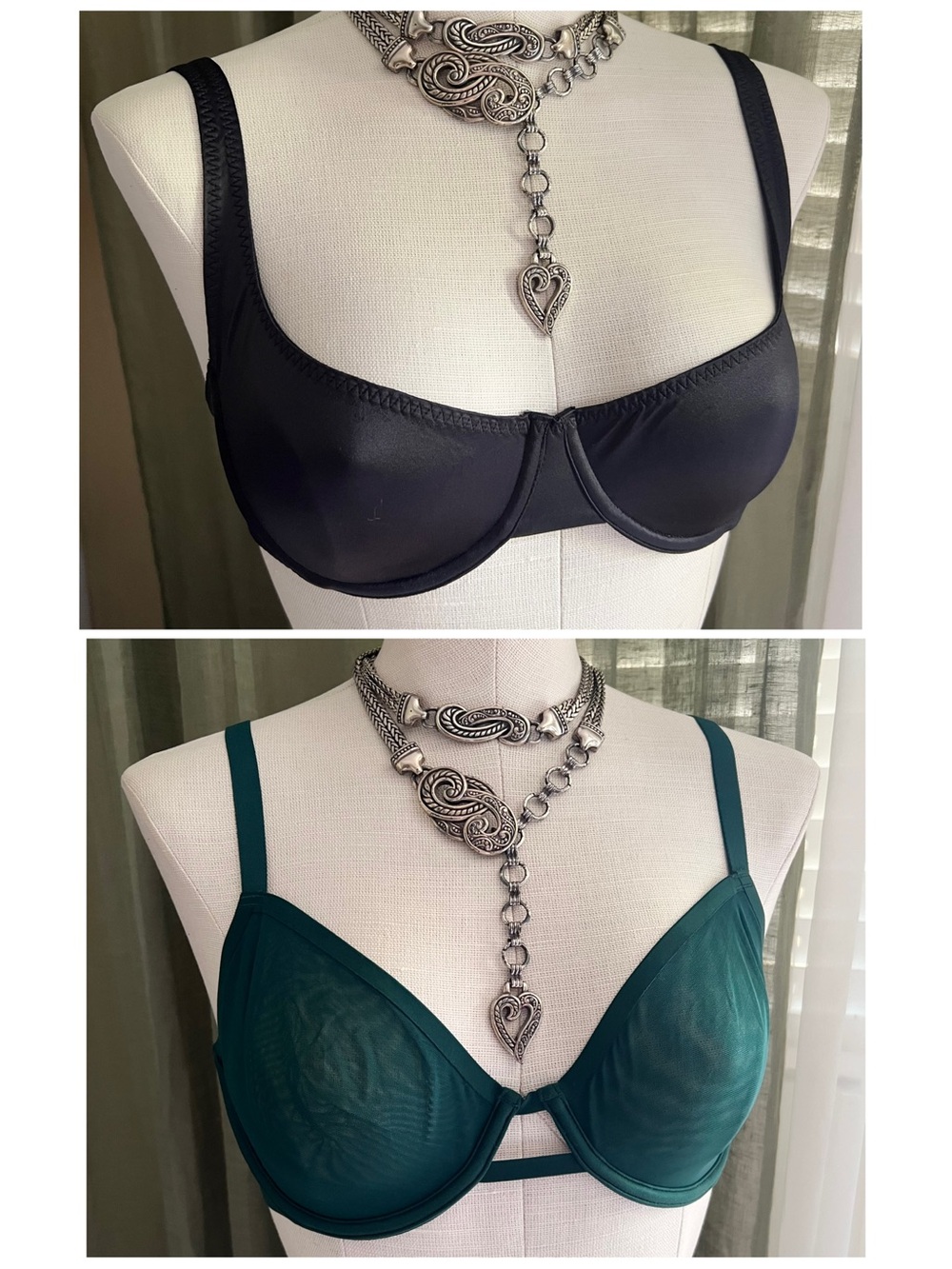 Lot of 2 Bra Sz 34 C Auden Underwire Green Silky Black
